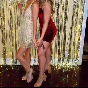 Windsor Maroon Velvet Rouched Formal Dress